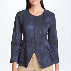NWT Donna Karen New York Collarless Split-Front Jacket - Sz 10 - Indigo Blue